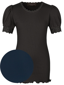 Rosemunde Organic t-shirt regular w/ lace - Navy